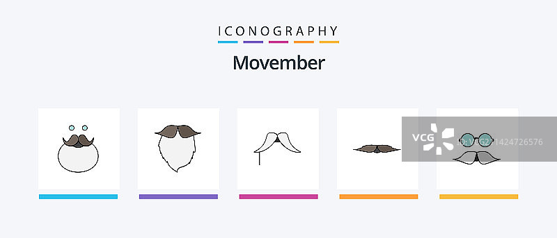 包含“Movember”的扁平风格5图标包图片素材