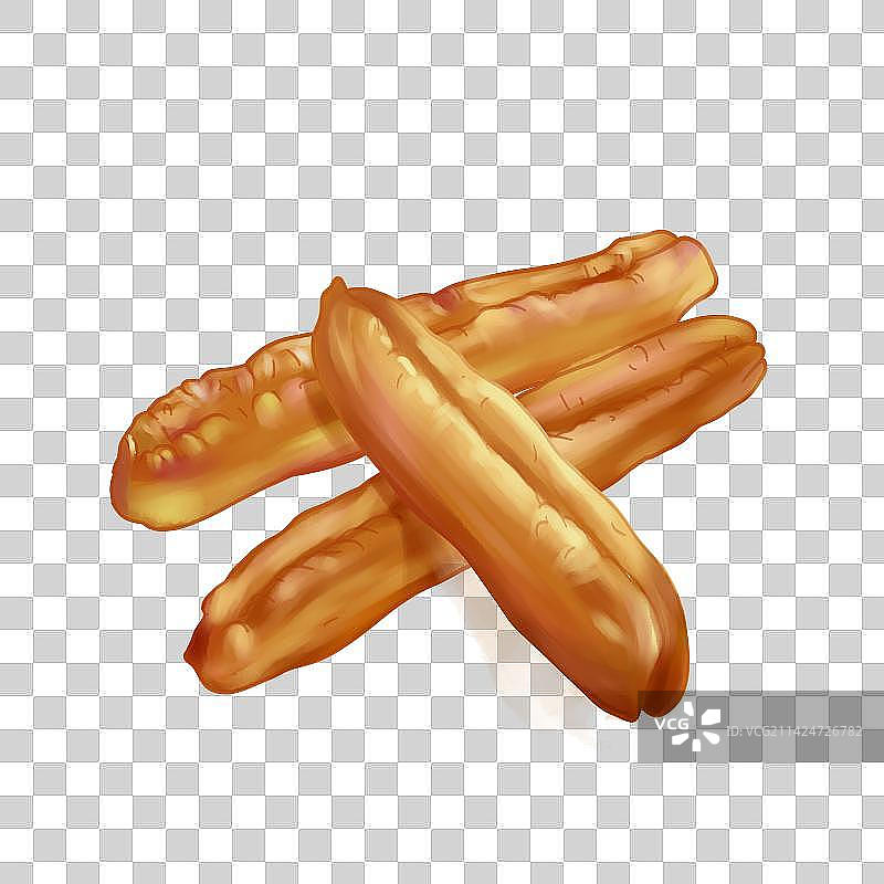 三根写实油条特写 油条静物写生图片素材