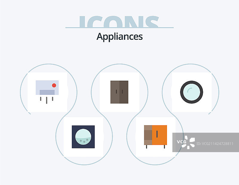 厨房电器扁平图标包（5个图标设计）图片素材