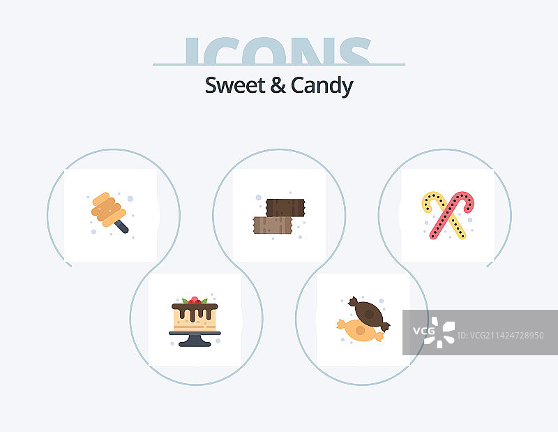 糖果扁平图标套装5个图标设计图片素材