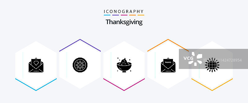 包含消息的25个感恩节标志图标包图片素材