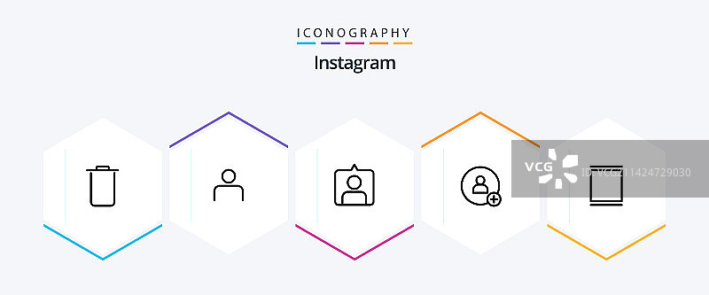 Instagram 25个线条图标包，包含时间线图标图片素材