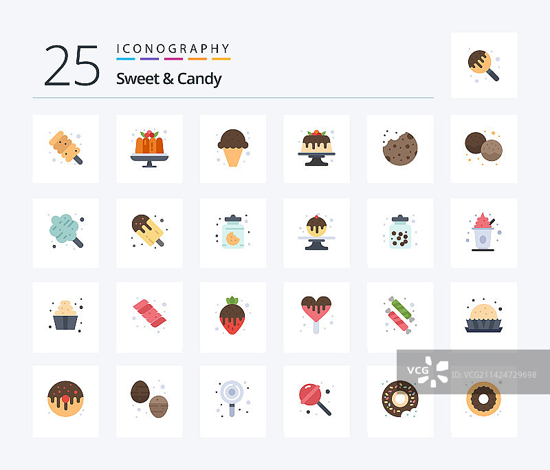 25个扁平风格的糖果图标合集图片素材