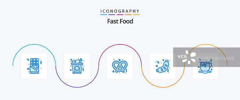 快餐蓝色5图标包（含食物和茶）图片素材
