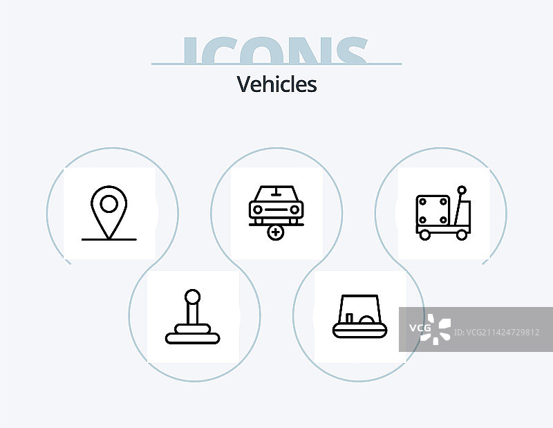 交通工具线条图标包5个图标设计，轮船图片素材