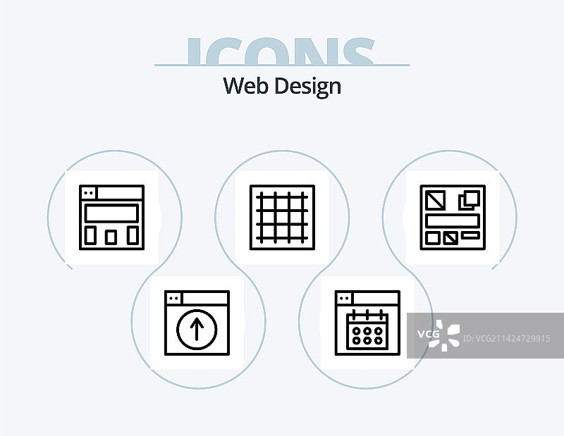 网页设计线性图标包5：网页锁图片素材