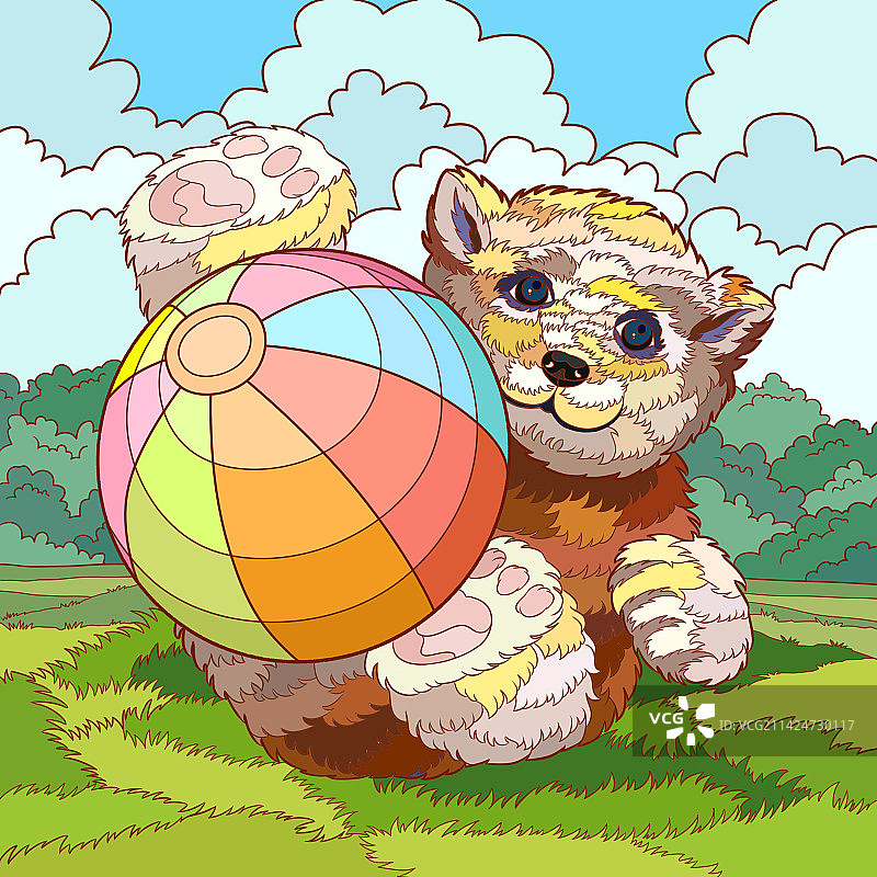 小熊玩皮球图片素材