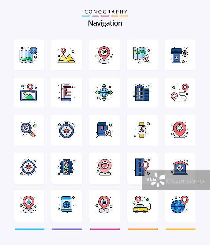 创意导航25线条填充图标包图片素材