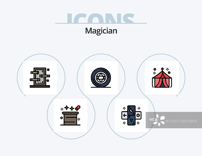 魔术师线性填充风格5图标设计图片素材