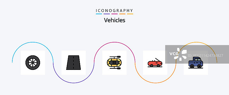 交通工具线性填充扁平风格图标合集图片素材