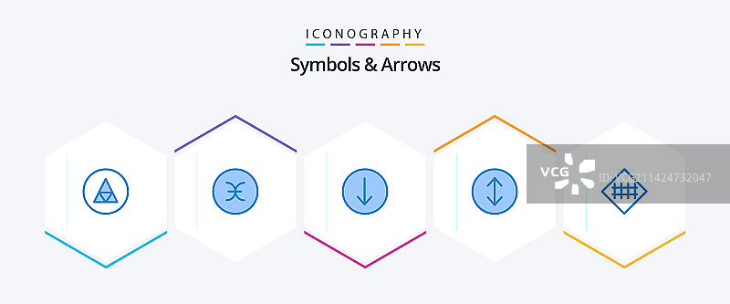 包含符号和箭头的25个蓝色图标包图片素材