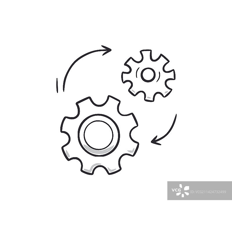 手绘齿轮机械涂鸦图片素材