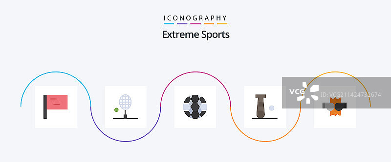 包含拳击运动的扁平风格图标图片素材