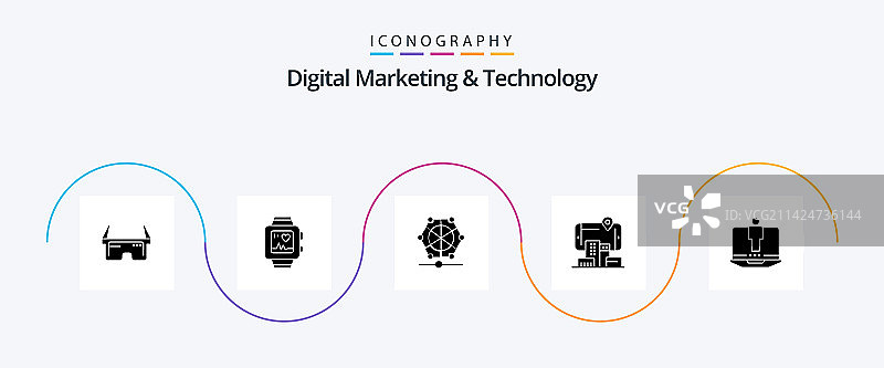 数字营销与技术 Glyph 风格图标图片素材