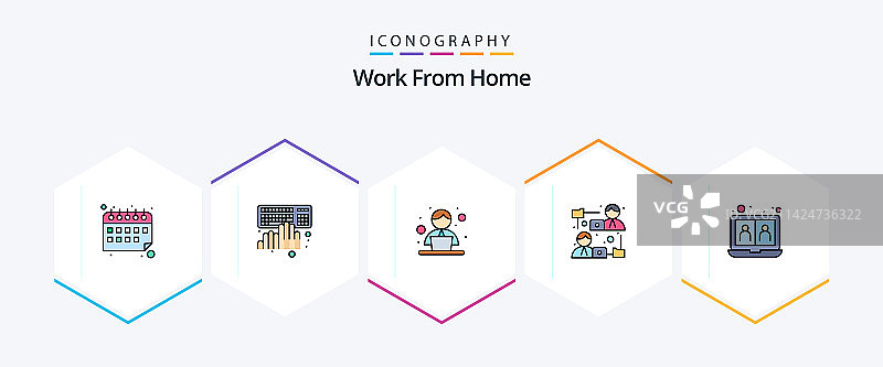 25个居家办公线性图标合集图片素材