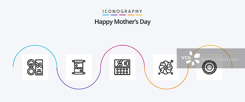 母亲节快乐线性图标包图片素材