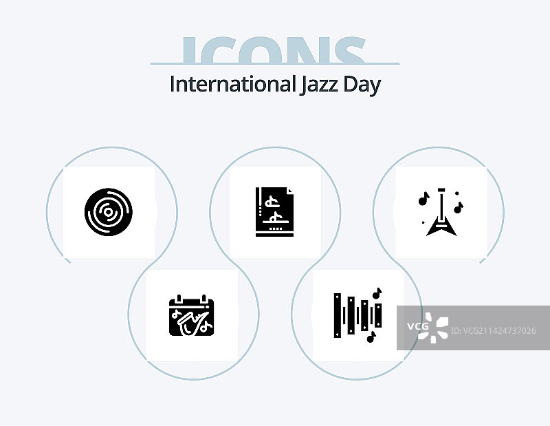 国际爵士乐日字形图标包5个图标图片素材