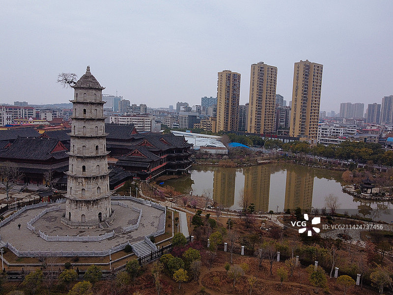黄冈 安国寺 黄州区 青云塔 宝塔大道 航拍图片素材