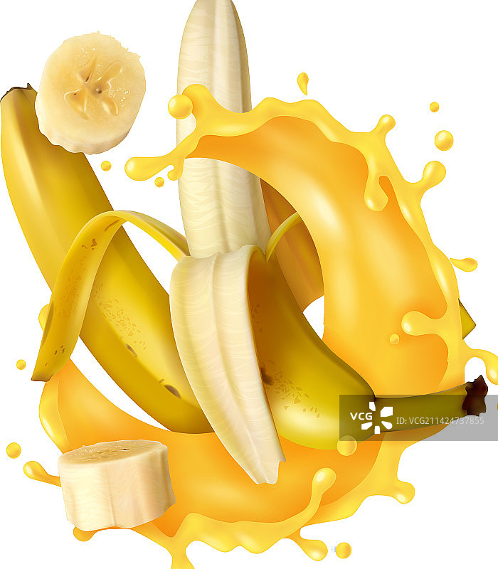 香蕉汁切片组合图片素材