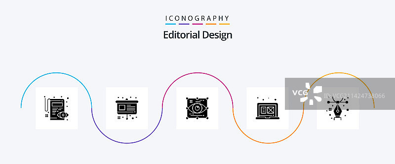 包含社论设计的字形5图标包图片素材