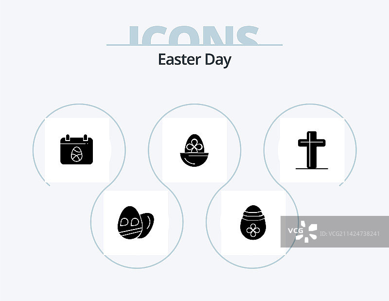 复活节字形图标包（5个）：基督教设计图片素材