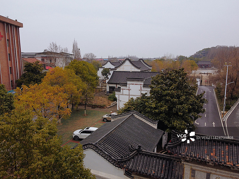 黄冈 东坡赤壁 黄州区 月波楼  栖霞路 航拍 地标图片素材
