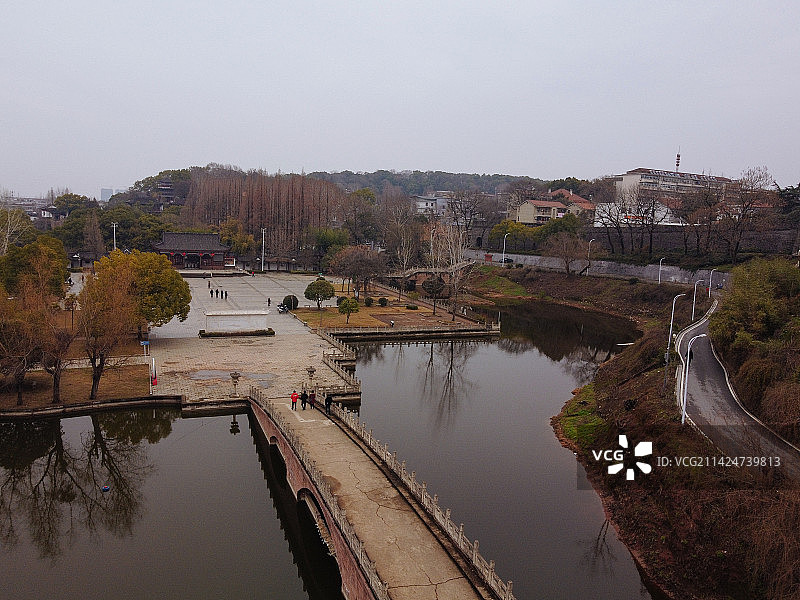 黄冈 东坡赤壁 黄州区 月波楼  栖霞路 航拍 地标图片素材