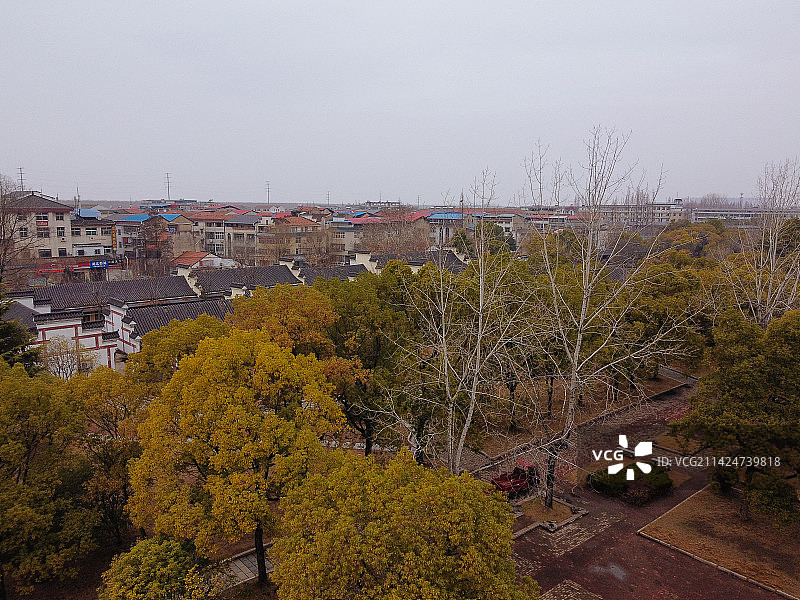 黄冈 东坡赤壁 黄州区 月波楼  栖霞路 航拍 地标图片素材