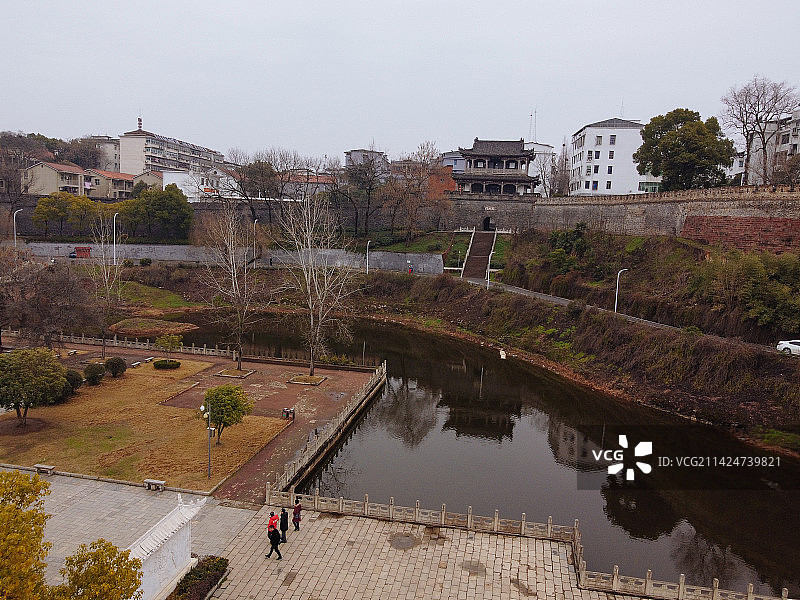 黄冈 东坡赤壁 黄州区 月波楼  栖霞路 航拍 地标图片素材