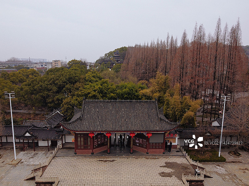 黄冈 东坡赤壁 黄州区 月波楼  栖霞路 航拍 地标图片素材
