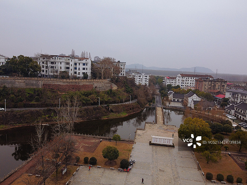 黄冈 东坡赤壁 黄州区 月波楼  栖霞路 航拍 地标图片素材