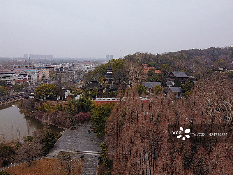 黄冈 东坡赤壁 黄州区 月波楼  栖霞路 航拍 地标图片素材