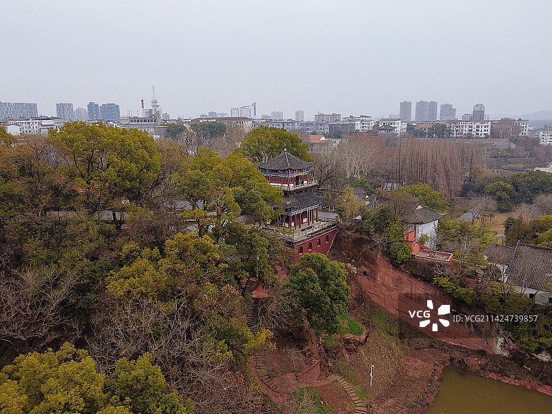 黄冈 东坡赤壁 黄州区 月波楼  栖霞路 航拍 地标图片素材