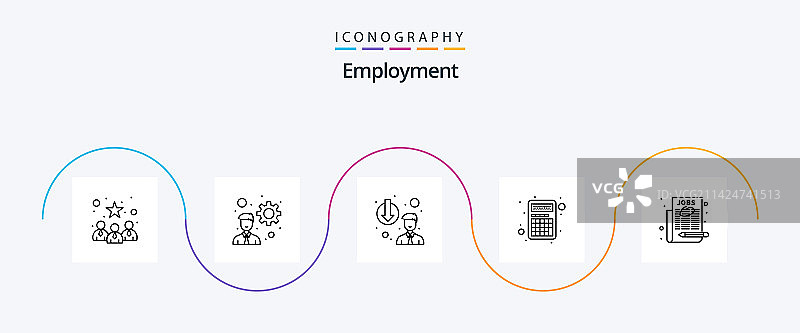 就业线性图标包含报纸图片素材