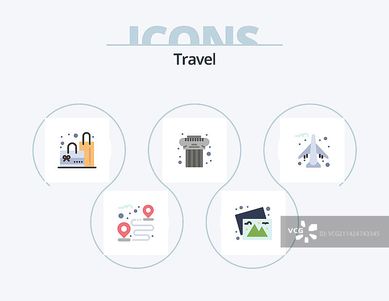 飞机旅行扁平风格图标包5个图片素材
