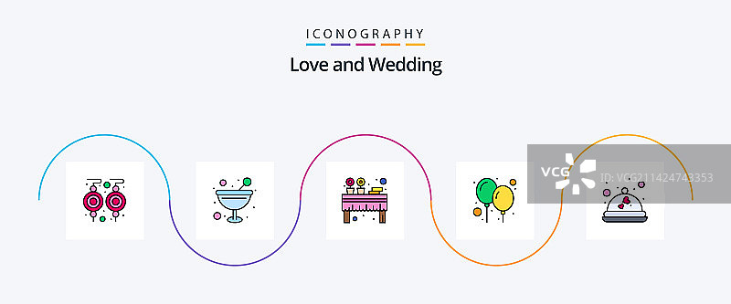 婚礼线性填充扁平5图标包图片素材
