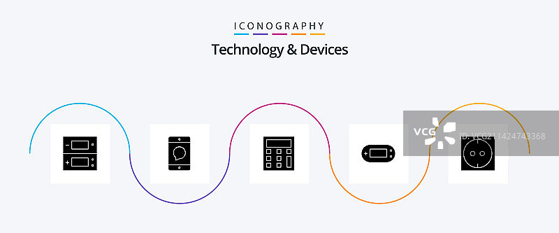 设备字形5图标包，包括插座PSP图片素材