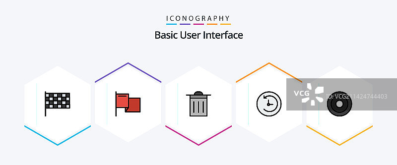 包含用户UI的基础25填充线条图标包图片素材