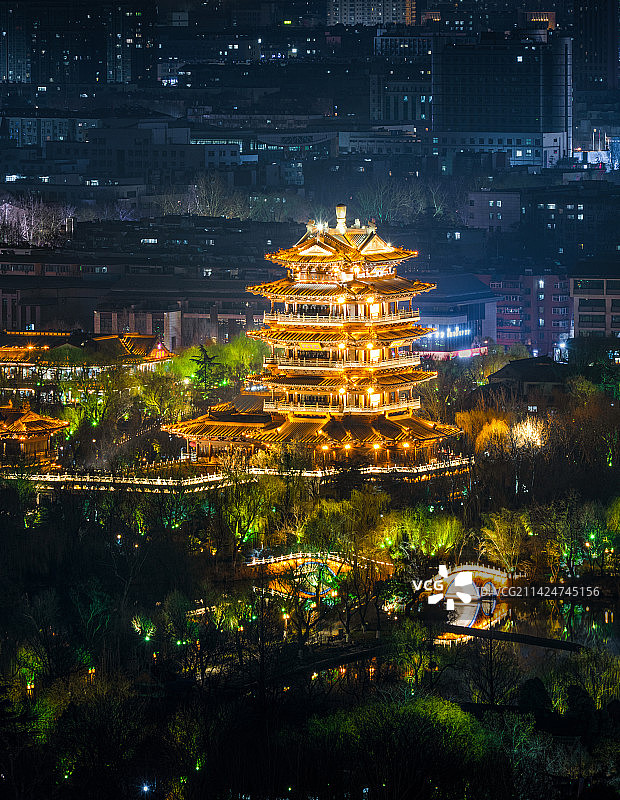 济南超然楼夜景图片素材