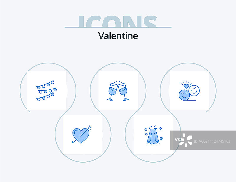 情人节蓝色图标包（5个浪漫图标设计）图片素材