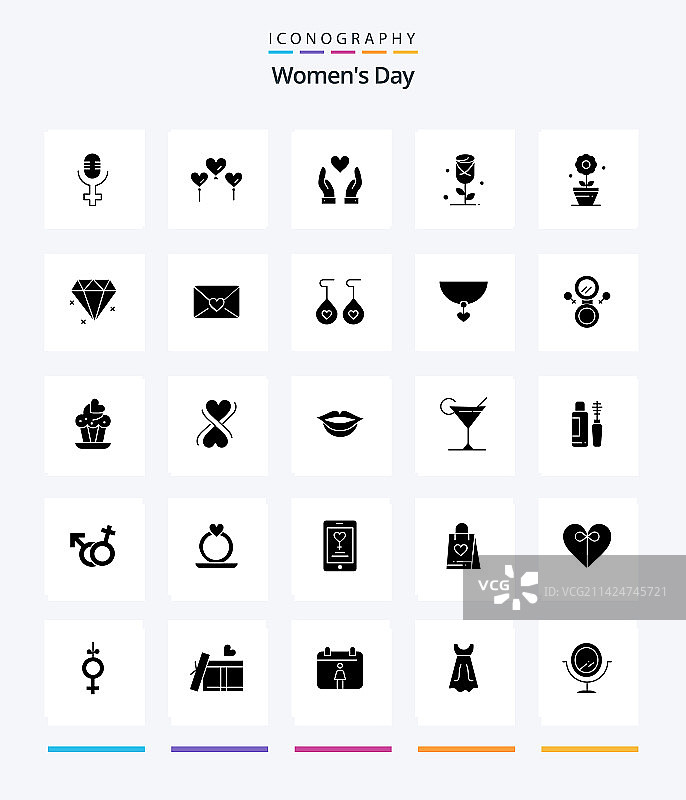 创意妇女节25字形黑色图标图片素材