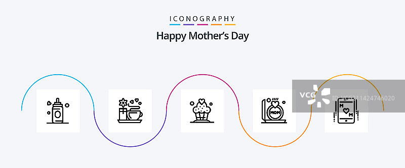 母亲节快乐线条5图标包，包含妈妈图片素材