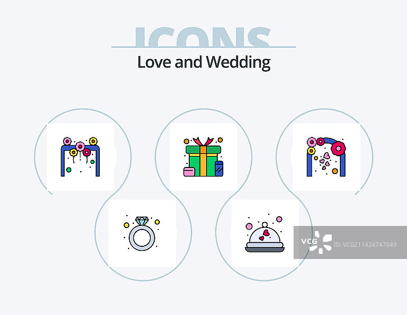婚礼线性图标包 5，图标设计戒指图片素材
