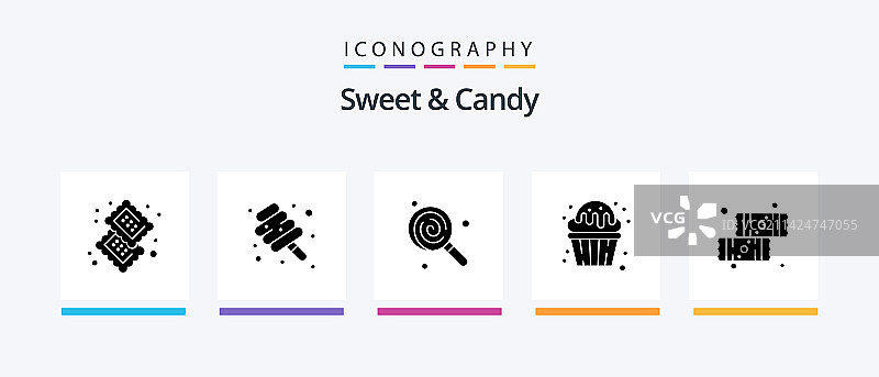 糖果字形图标5合集图片素材