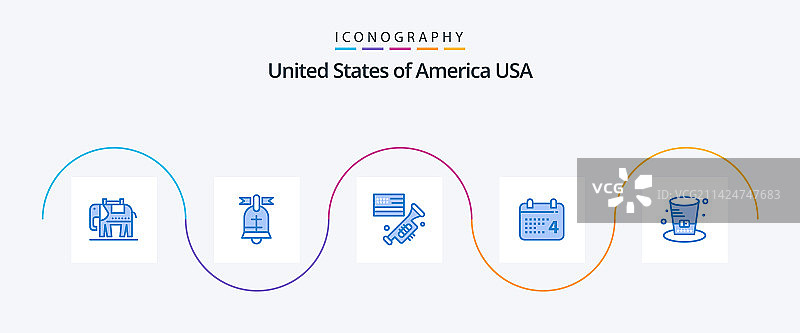 美国蓝色5图标包，包含总统日图片素材