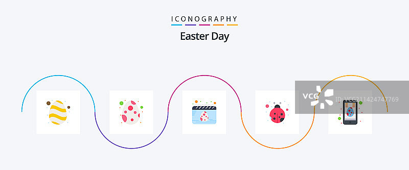 复活节扁平风格图标包，包含卵细胞图片素材