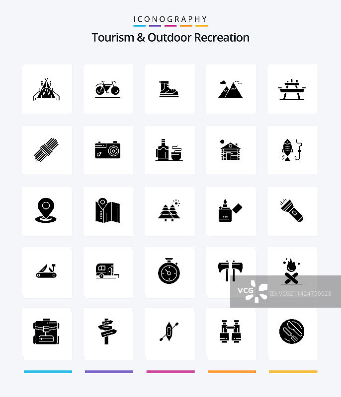 创意旅游和户外休闲25字形图片素材