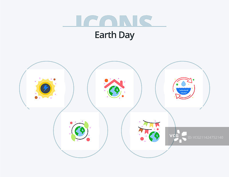 地球日扁平图标包绿色设计图片素材