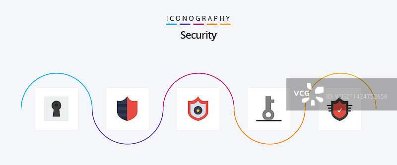 包含安全检查的5个安防扁平图标包图片素材