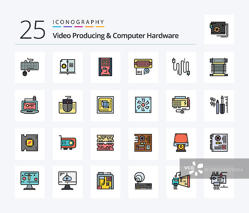 视频制作与电脑硬件25线稿图片素材
